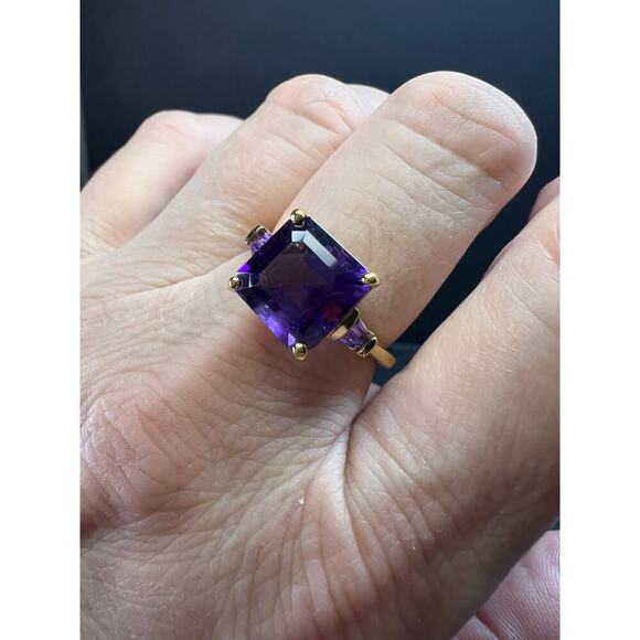 NEW African amethyst ring in vermeil yellow gold size 9 - Picture 7 of 16
